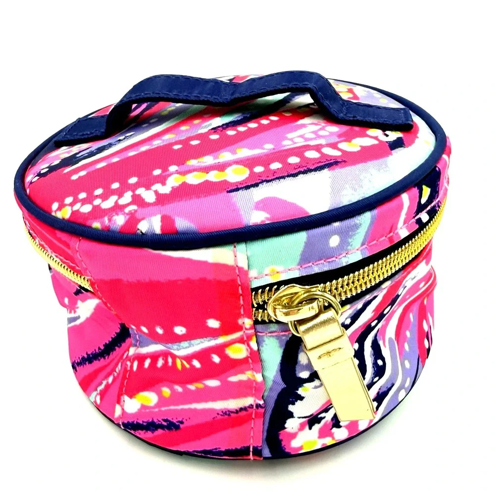 Lilly Pulitzer Pouch Drawstring & Zipper Makeup Bag Dragonfruit Oh My Guava 2 pc